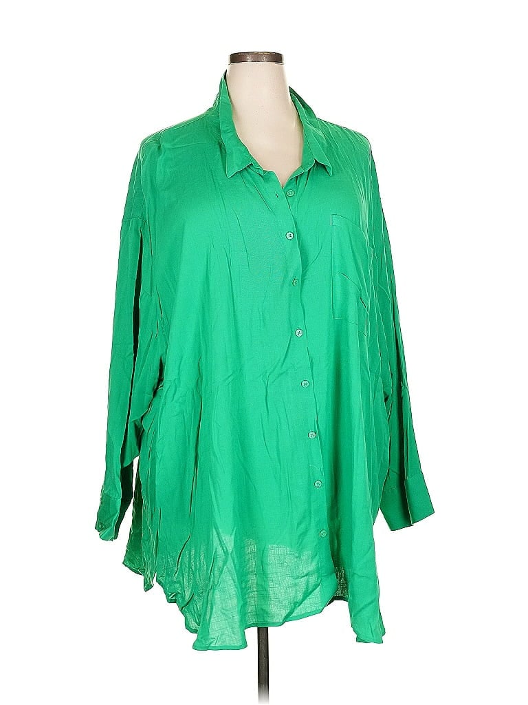 Pre-owned Torrid 3/4 Sleeve Blouse In Green