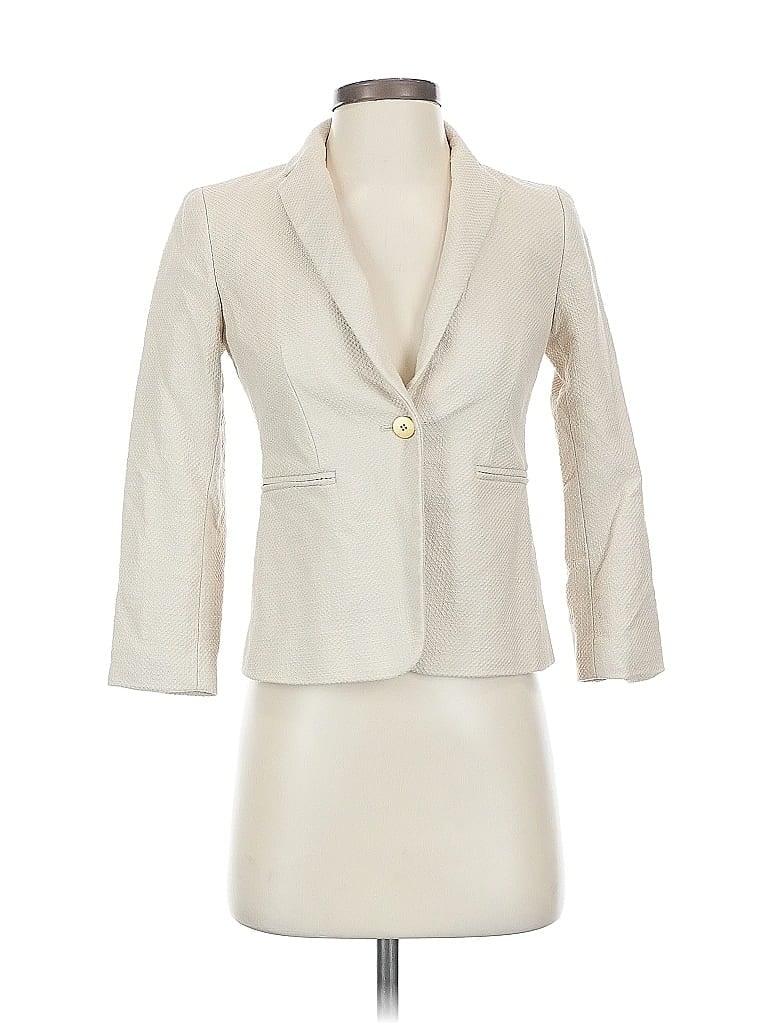 Pre-owned Ann Taylor Blazer Jacket In White