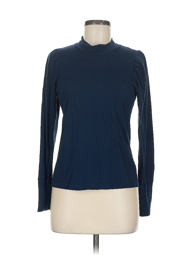 Pre-owned Monrow Long Sleeve Top Blue Turtleneck Tops