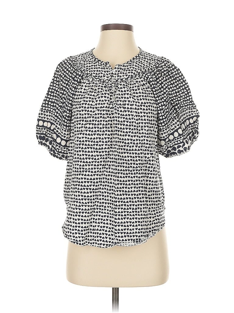 Pre-owned Ann Taylor Loft Short Sleeve Blouse In Silver