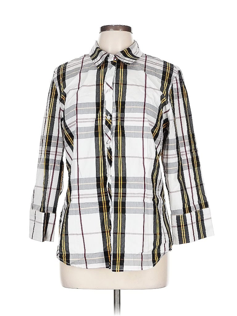 Pre-owned 7th Avenue Design Studio New York & Company 3/4 Sleeve Button Down Shirt In White