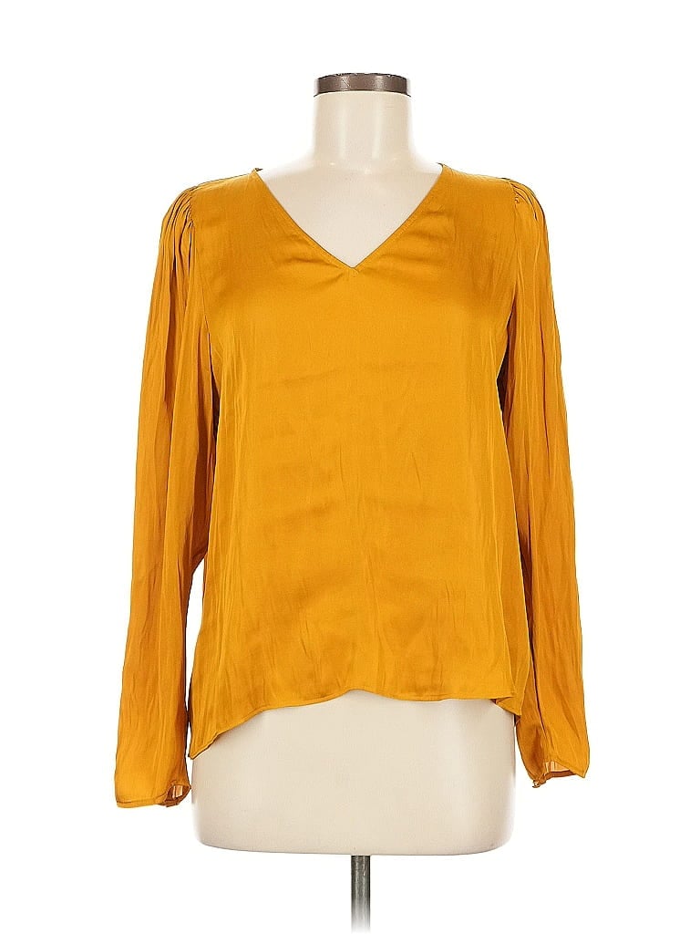 Pre-owned Banana Republic Long Sleeve Blouse In Gold