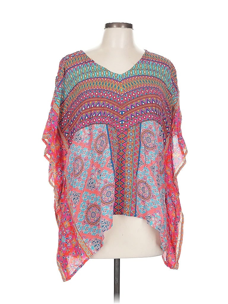 Pre-owned Tolani 3/4 Sleeve Silk Top Pink V Neck Tops