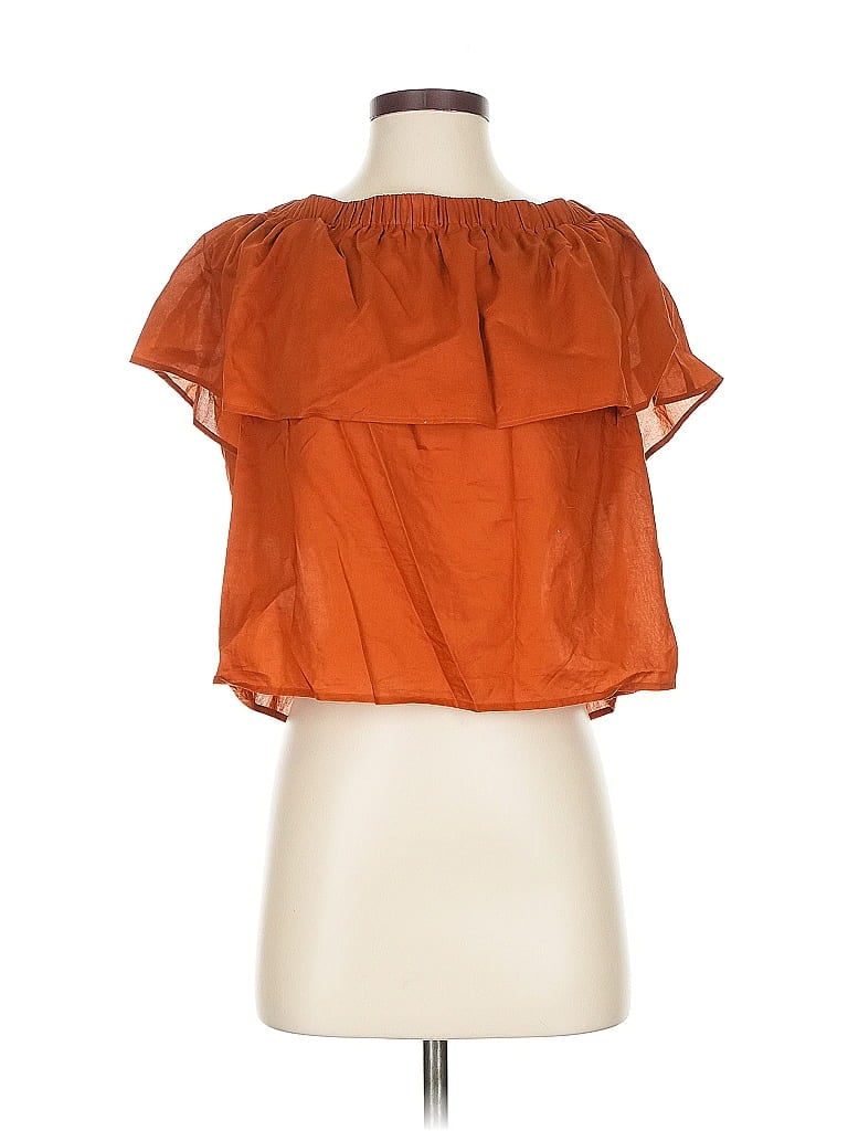 Click to view more detailed imagery on our partner's website Pre-owned Express Short Sleeve Blouse In Orange