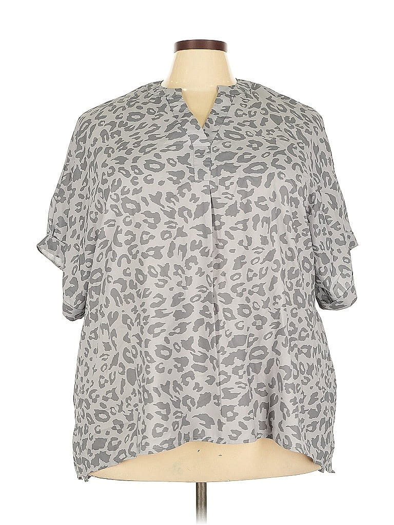 Pre-owned Unbranded Short Sleeve Blouse In Gray