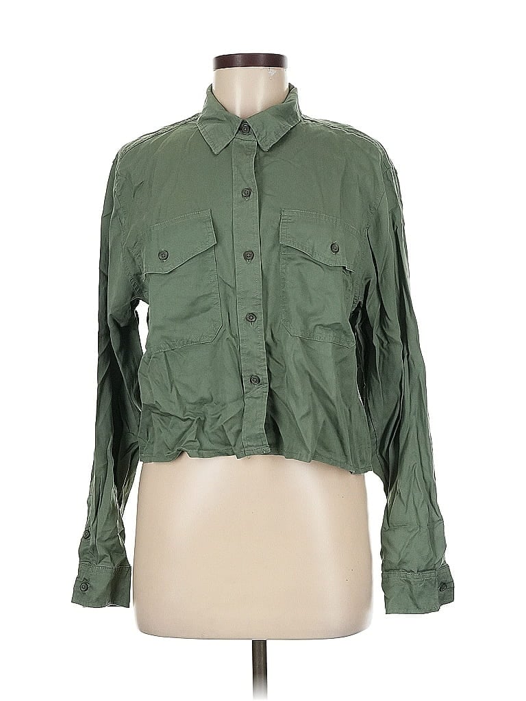 Pre-owned Universal Thread Long Sleeve Button Down Shirt In Green