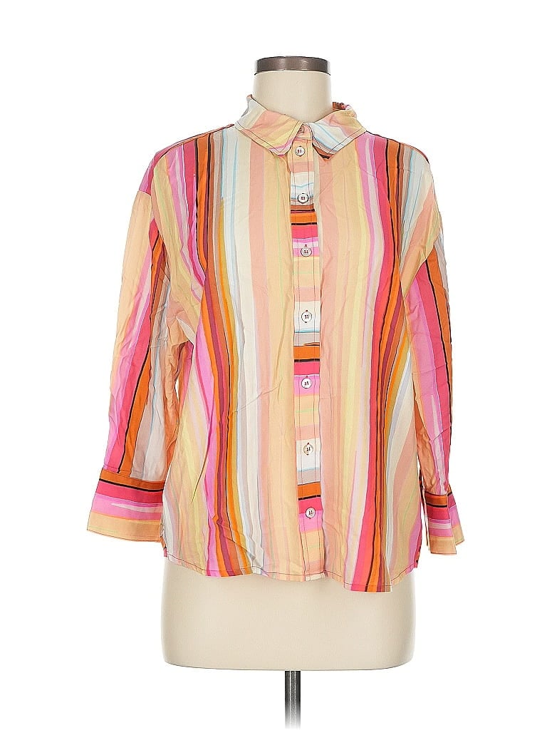 Pre-owned Liverpool Los Angeles 3/4 Sleeve Button Down Shirt In Pink