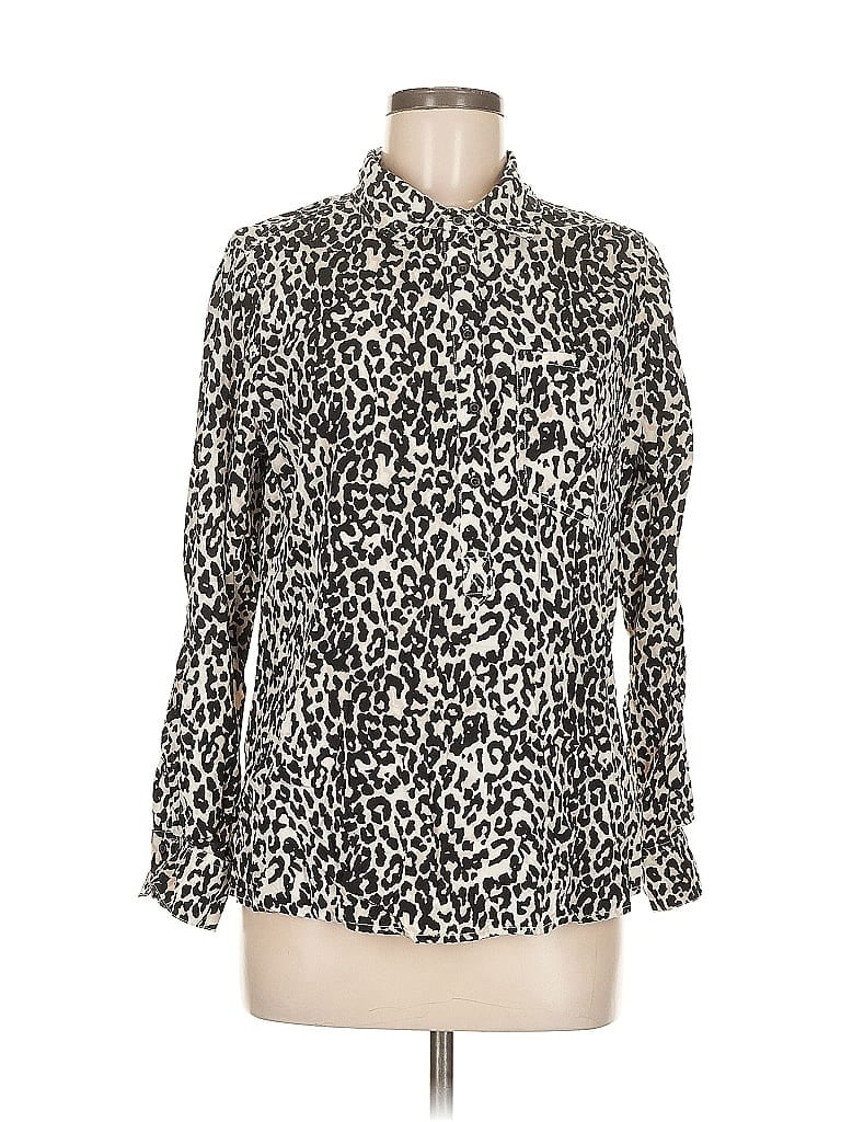 Pre-owned Cosmic Blue Love Long Sleeve Blouse In White