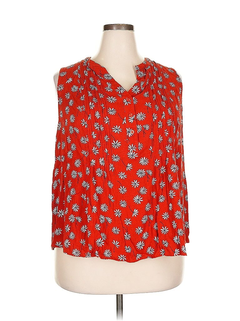 Pre-owned Market & Spruce 3/4 Sleeve Blouse In Red
