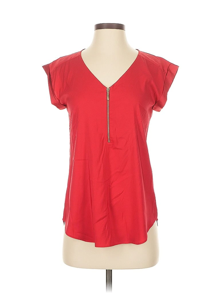Pre-owned Express Short Sleeve Top Red V Neck Tops