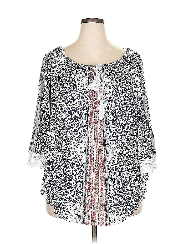 Pre-owned Nygard 3/4 Sleeve Blouse In Silver