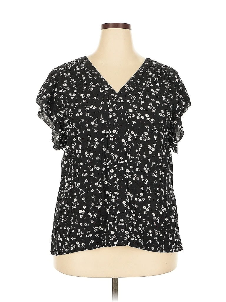 Pre-owned Sanctuary Short Sleeve Blouse In Black