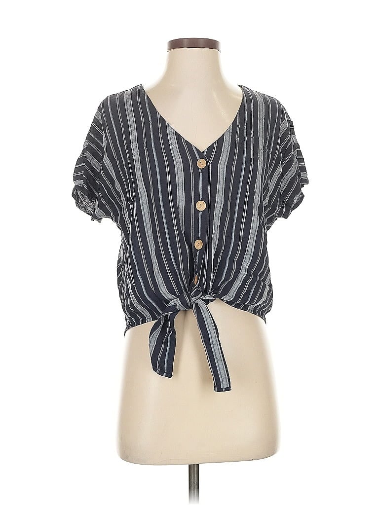 Pre-owned Universal Thread Short Sleeve Blouse In Gray