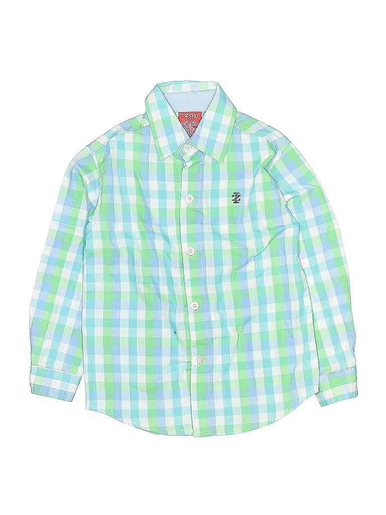 Pre-owned Izod Kids' Long Sleeve Button Down Shirt In Green