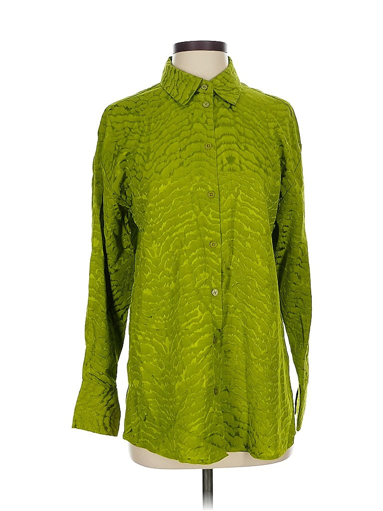 Pre-owned Rachel Zoe Tjx Long Sleeve Button Down Shirt In Green