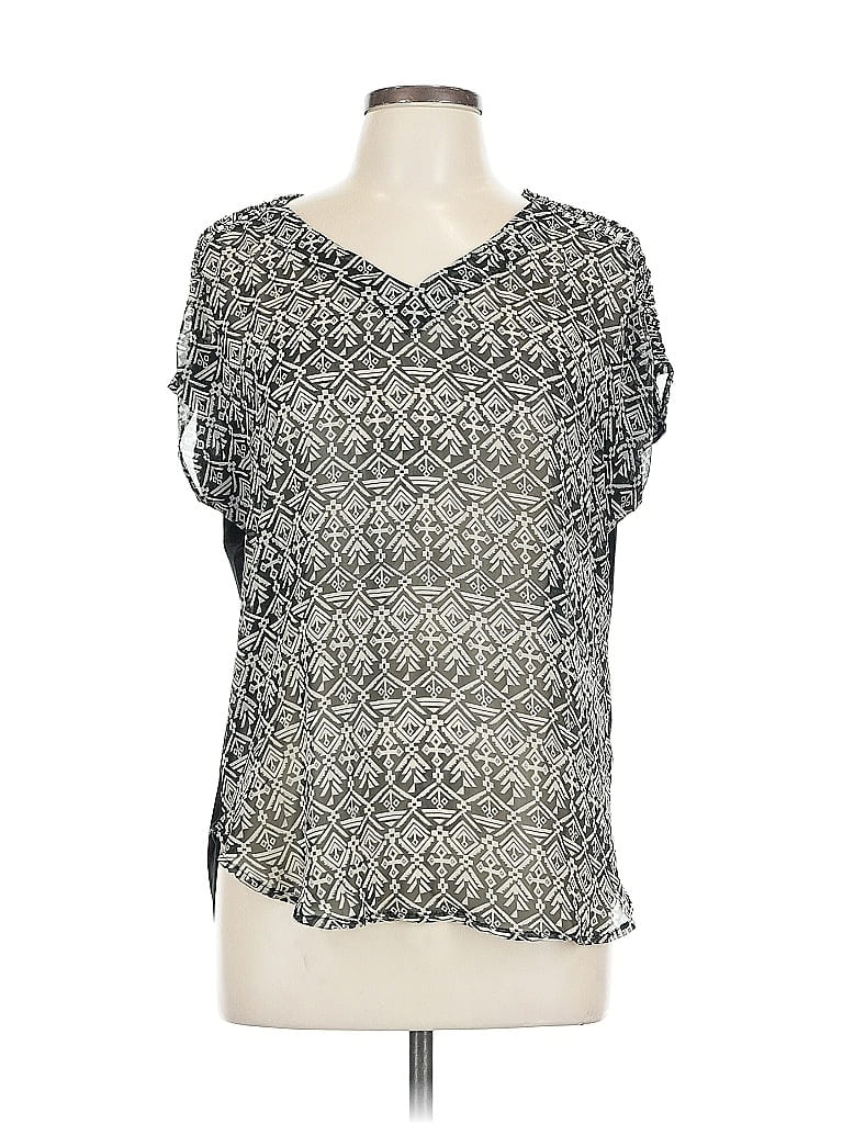 Pre-owned Thyme And Honey Short Sleeve Blouse In Silver