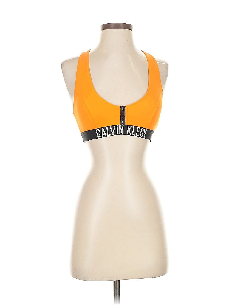 Pre-owned Calvin Klein Tank Top Orange Halter Neckline Tops
