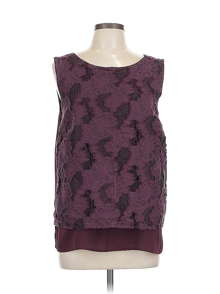 Pre-owned Halogen Sleeveless Blouse In Burgundy