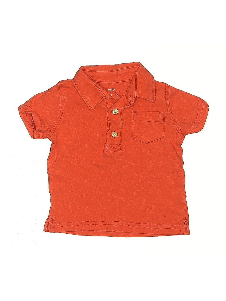 CARTER'S Pre-owned Babies' Short Sleeve Polo Shirt In Orange