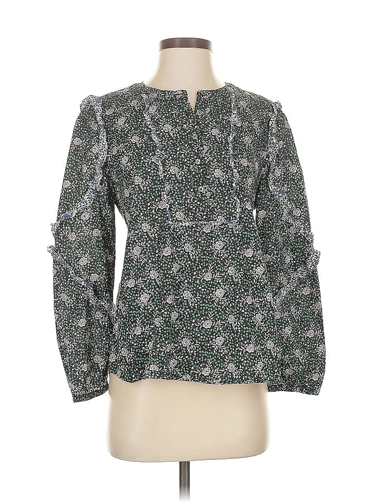 Pre-owned Liberty Art Fabrics For J.crew Long Sleeve Blouse In Green
