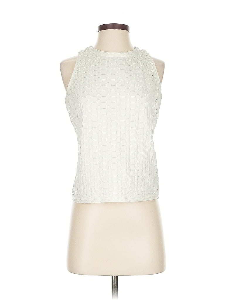 Pre-owned Unbranded Tank Top Ivory Halter Neckline Tops In White