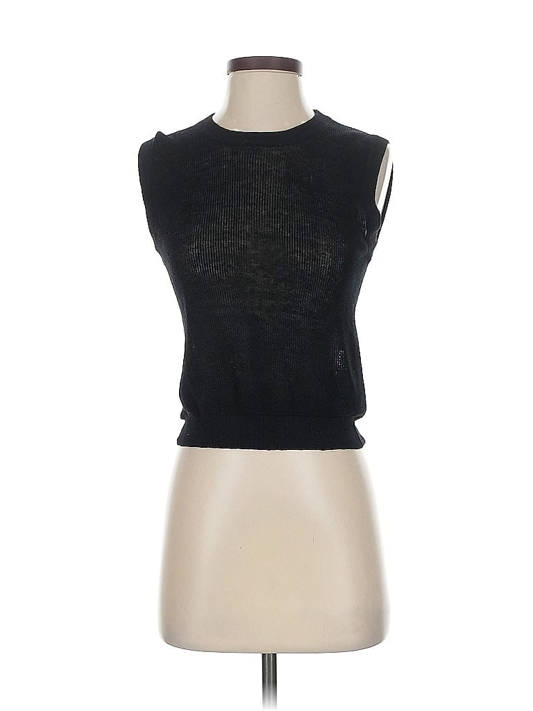 Pre-owned Line Sleeveless Top Black Keyhole Neck Tops