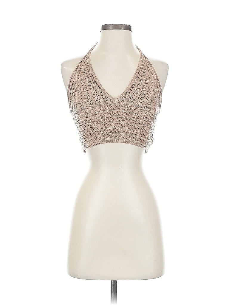 Pre-owned Shein Sleeveless Top Tan Halter Neckline Tops In Brown