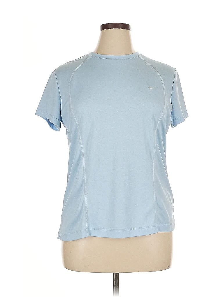 Pre-owned Nike Short Sleeve Top Blue Crew Neck Tops