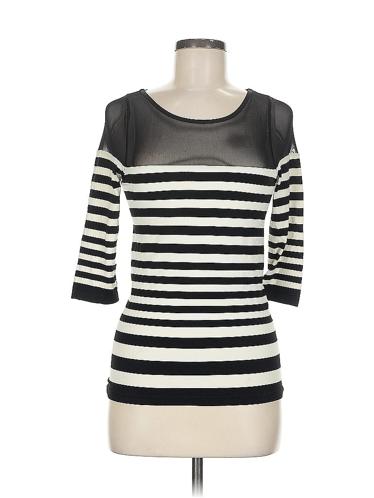 Pre-owned Bebe 3/4 Sleeve Top Black Boatneck Tops