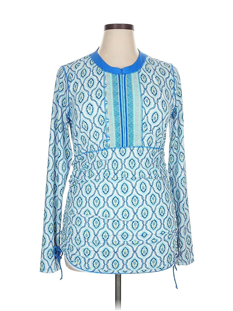 Pre-owned Cabana Life Long Sleeve Blouse In Blue