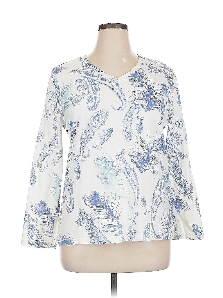 Pre-owned Weekends By Chico's 3/4 Sleeve Blouse In White