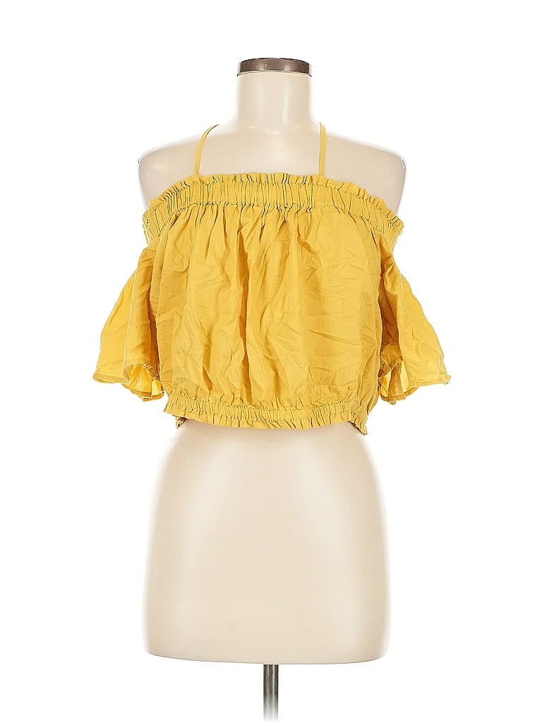 Click to view more detailed imagery on our partner's website Pre-owned Bp. Short Sleeve Blouse In Yellow