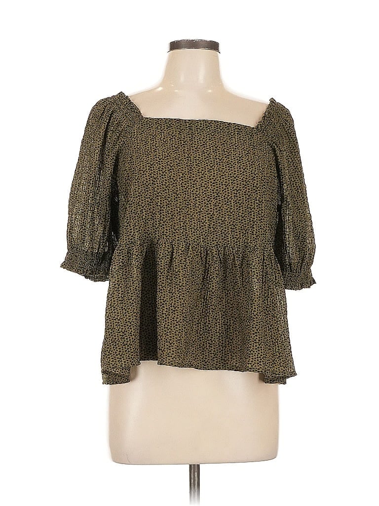 Pre-owned Ann Taylor Loft 3/4 Sleeve Blouse In Green