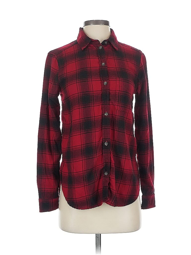 Pre-owned American Eagle Outfitters Long Sleeve Button Down Shirt In Red
