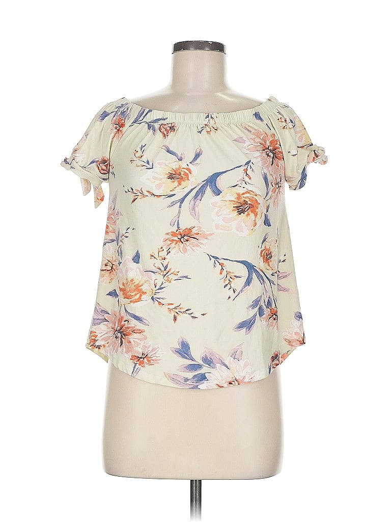 Pre-owned Derek Heart Short Sleeve Blouse In White