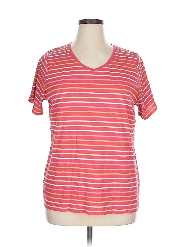 Pre-owned Croft & Barrow Short Sleeve Top Pink V Neck Tops
