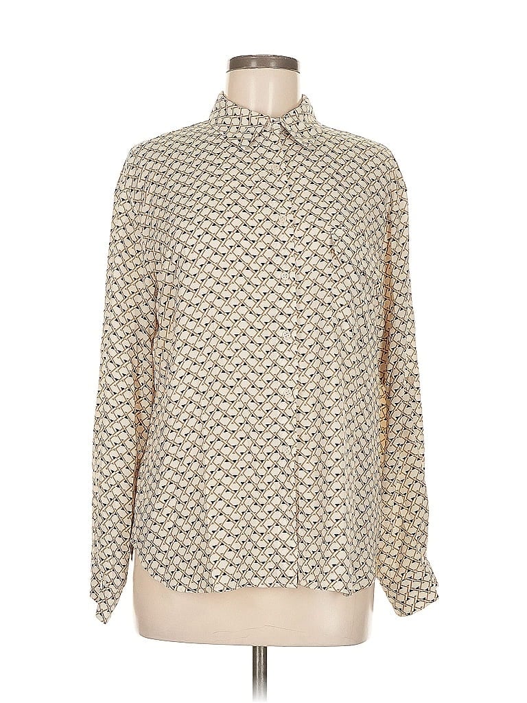 Pre-owned Pleione Long Sleeve Blouse In White