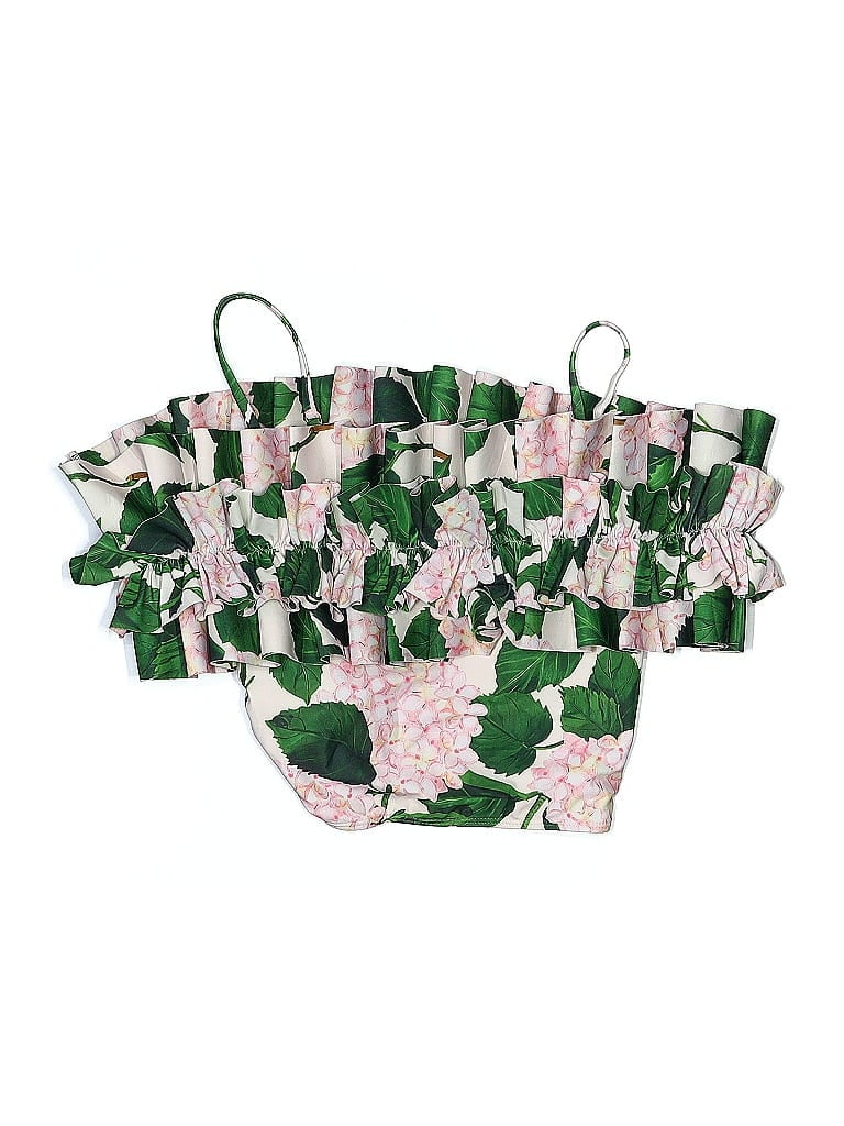 Pre-owned Unbranded Swimsuit Top Green Floral Pattern Swimwear