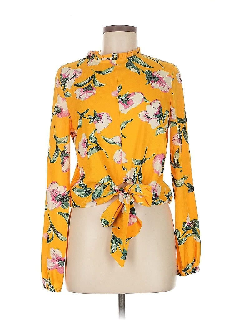 Pre-owned Unique21 Long Sleeve Blouse In Yellow