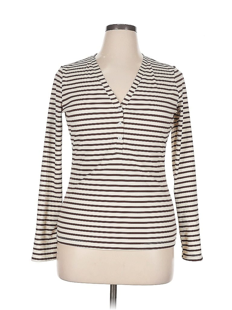 Pre-owned Unbranded Long Sleeve Henley Shirt In White