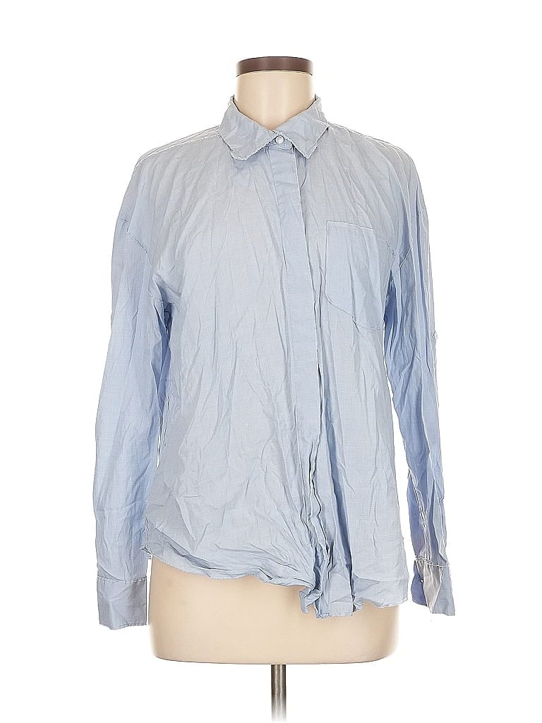 Pre-owned Dkny Long Sleeve Button Down Shirt In Blue