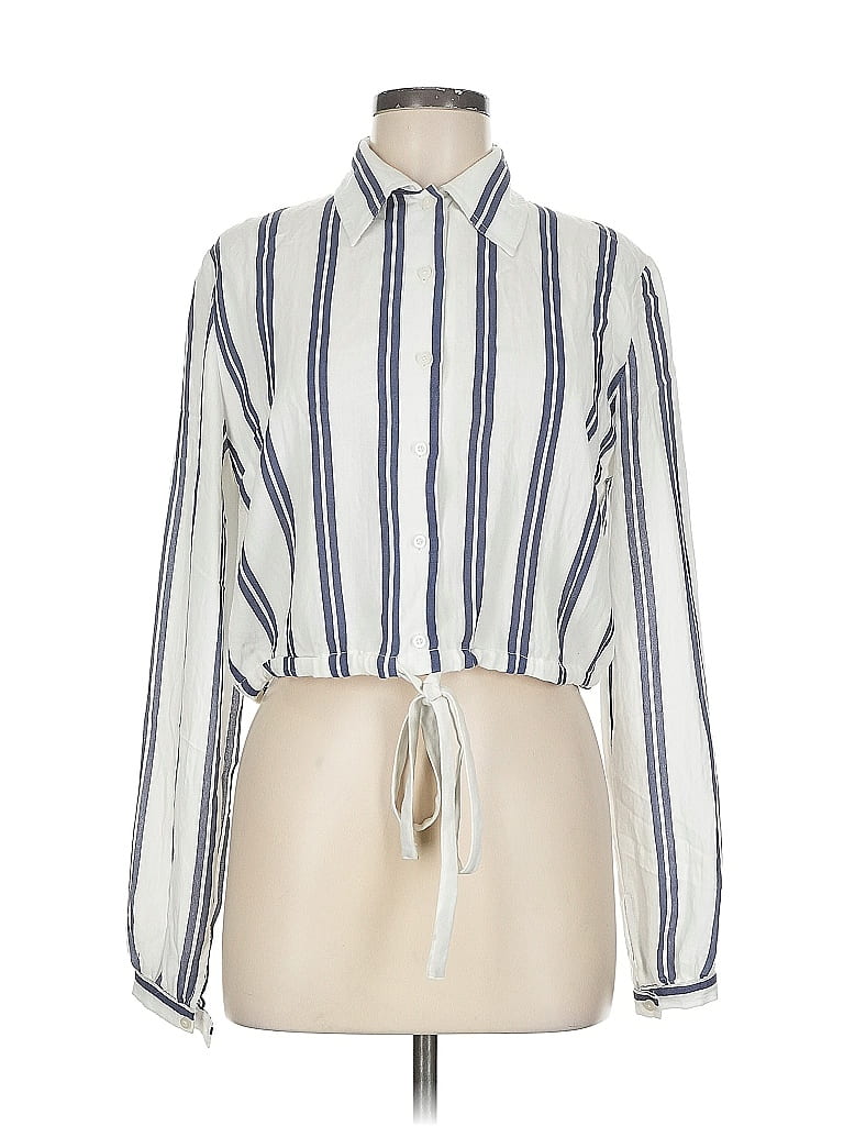 Pre-owned John Galt Long Sleeve Blouse In White