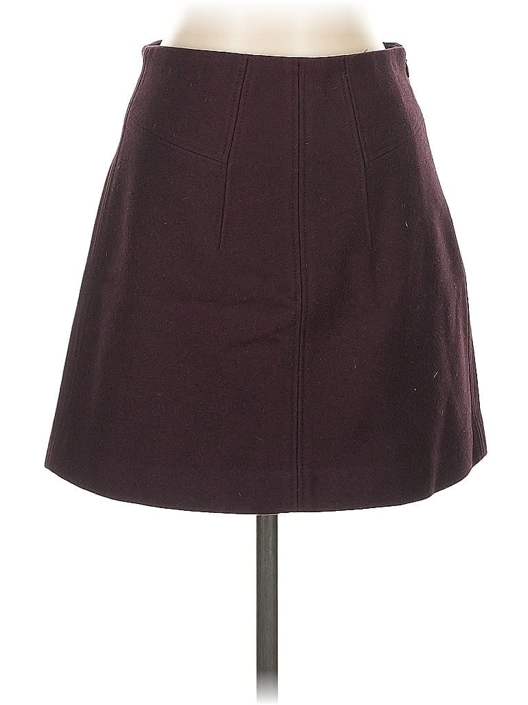 Pre-owned Theory Wool Skirt In Burgundy