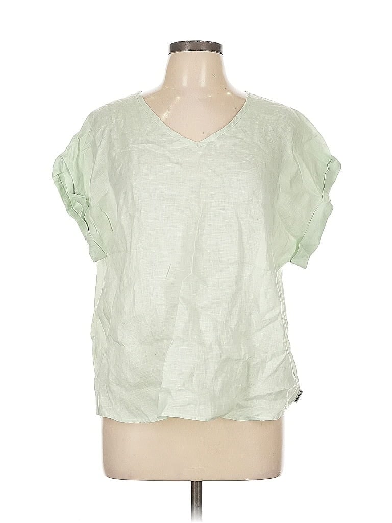 Pre-owned Camixa Short Sleeve Blouse In Green