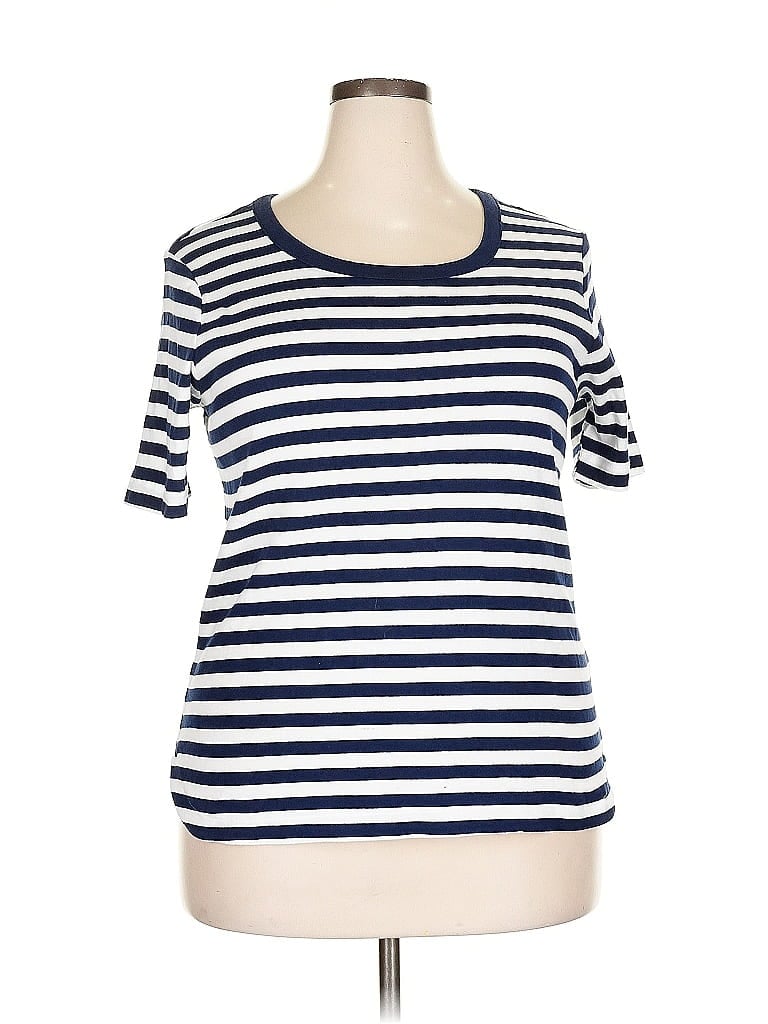 Pre-owned Croft & Barrow Short Sleeve Top Blue Boatneck Tops