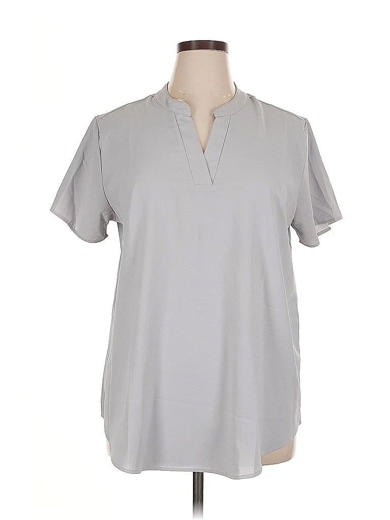 Pre-owned Unbranded Short Sleeve Blouse In Gray