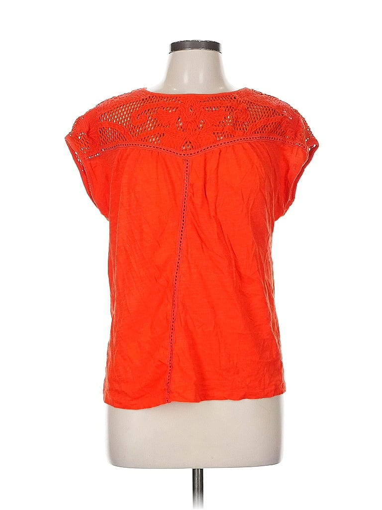 Pre-owned Lucky Brand Short Sleeve Blouse In Orange