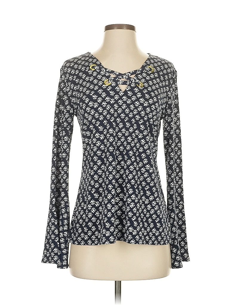 Click to view more detailed imagery on our partner's website Pre-owned Michael Michael Kors Long Sleeve Top Blue Keyhole Neckline Tops