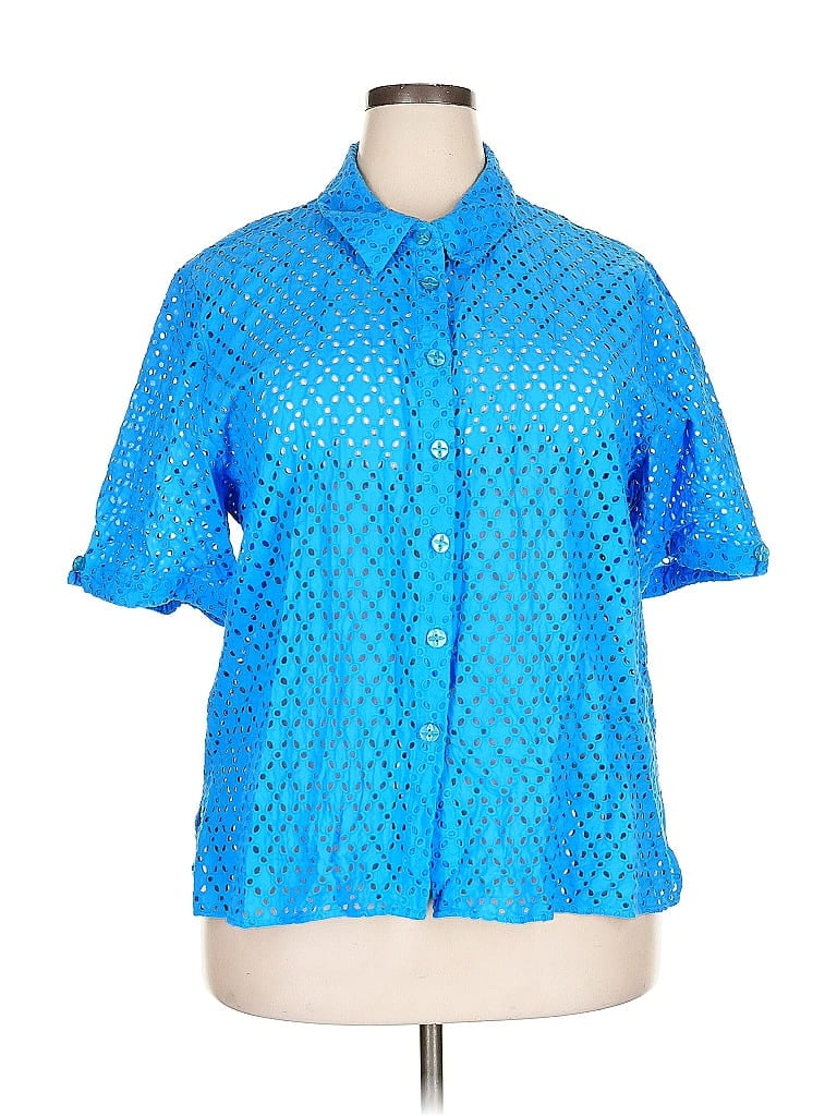 Pre-owned Draper's & Damon's Short Sleeve Blouse In Blue