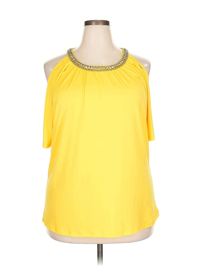 Click to view more detailed imagery on our partner's website Pre-owned Ashley Stewart Sleeveless Blouse In Yellow